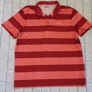 Nike Men's Polo Red and Orange Stripes